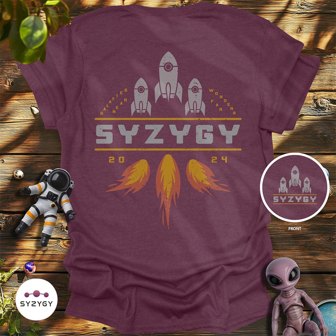 Syzygy Supply T-Shirt Heather Maroon / S Triple Burn T-shirt Space Aliens UFO Apparel