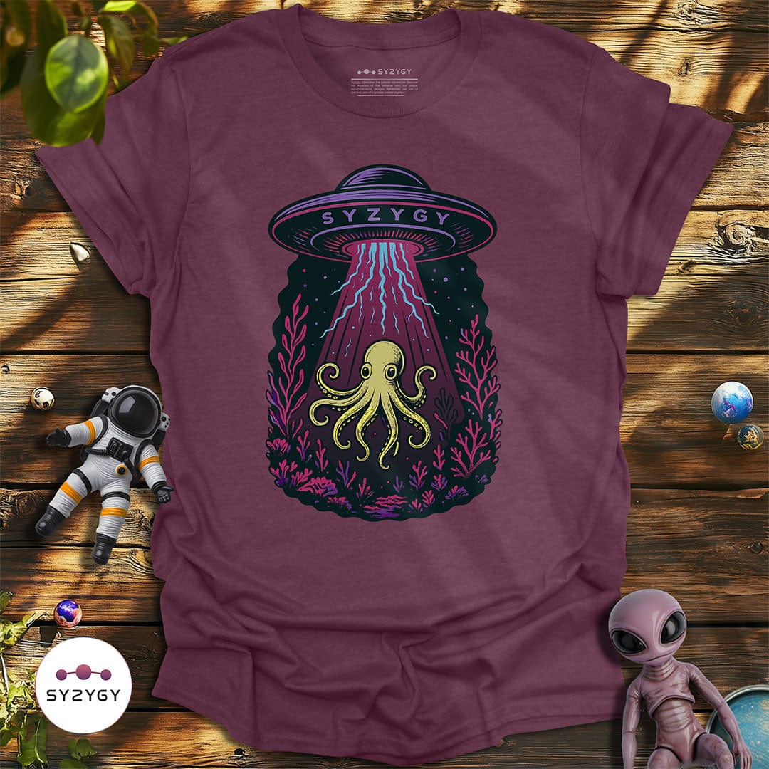 Syzygy Supply T-Shirt Heather Maroon / S Undersea Encounter T-shirt Space Aliens UFO Apparel