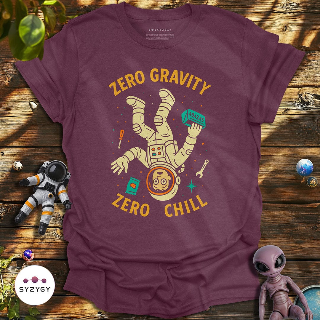 Syzygy Supply T-Shirt Heather Maroon / S Zero Gravity, Zero Chill T-shirt Space Aliens UFO Apparel