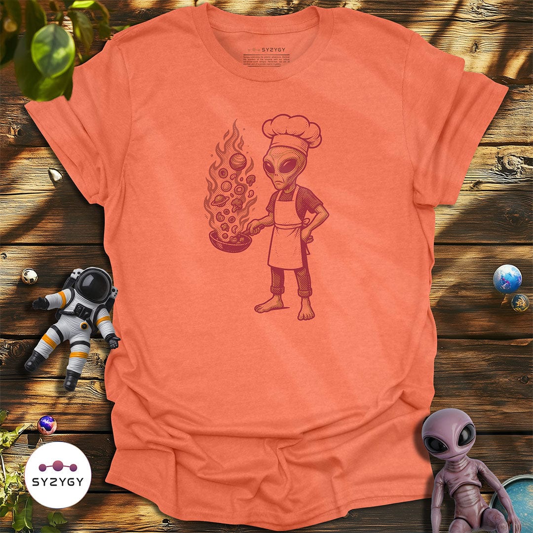 Syzygy Supply T-Shirt Heather Orange / S Stellar Stir-fry T-shirt Space Aliens UFO Apparel