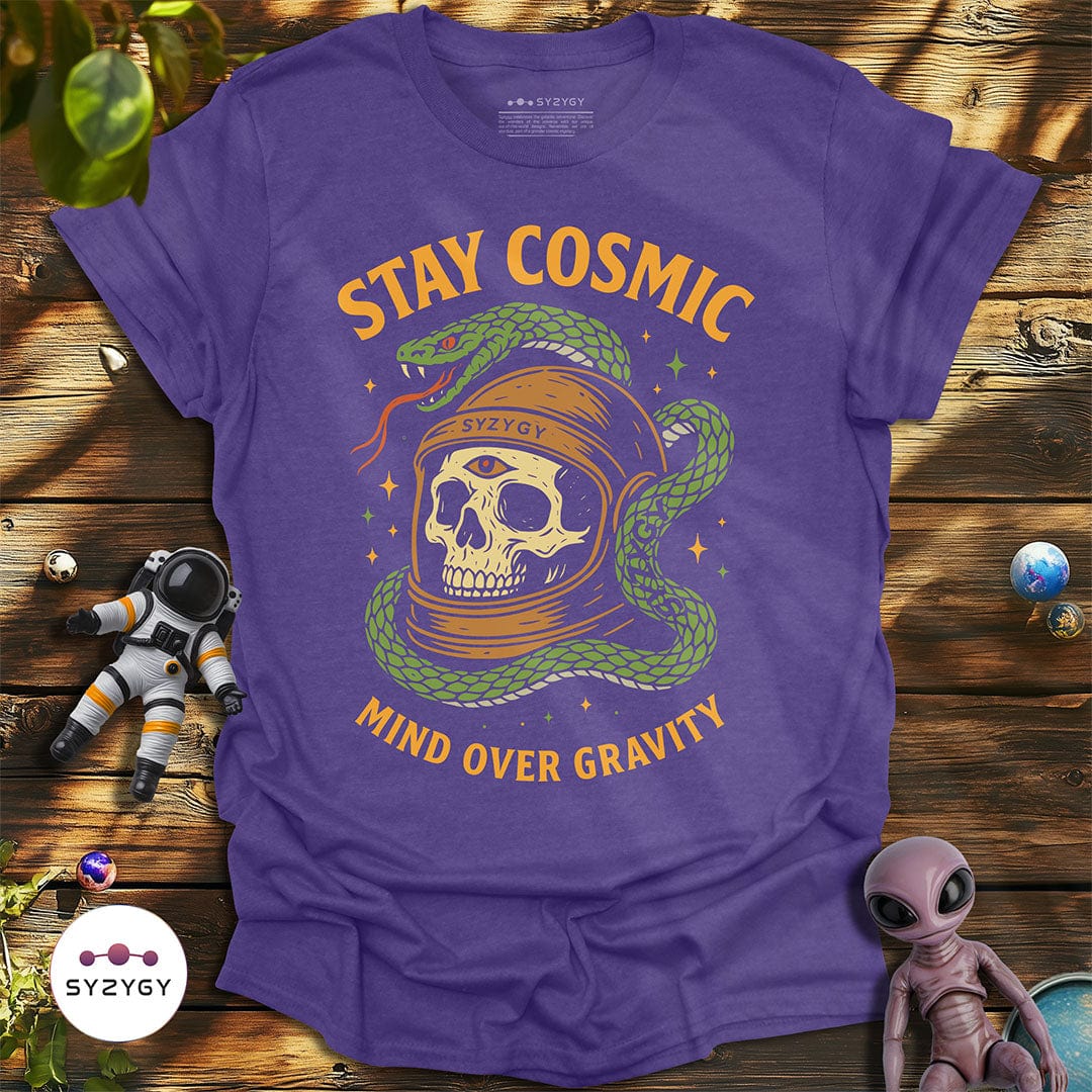 Syzygy Supply T-Shirt Heather Purple / S Stay Cosmic T-shirt Space Aliens UFO Apparel