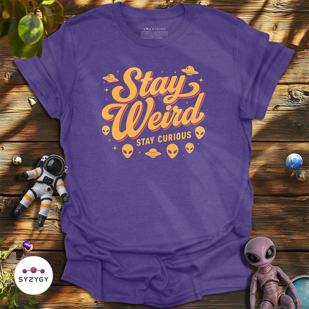 Syzygy Supply T-Shirt Heather Purple / S Stay Weird T-shirt Space Aliens UFO Apparel
