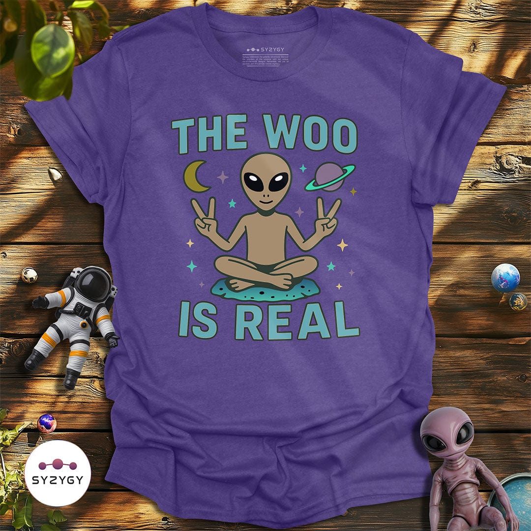 Syzygy Supply T-Shirt Heather Purple / S The Woo is Real T-shirt Space Aliens UFO Apparel