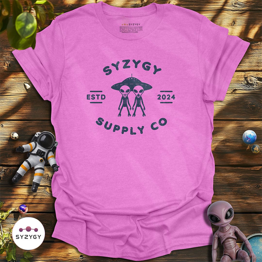 Syzygy Supply T-Shirt Heather Radiant Orchid / S Alien Rendezvous T-shirt Space Aliens UFO Apparel