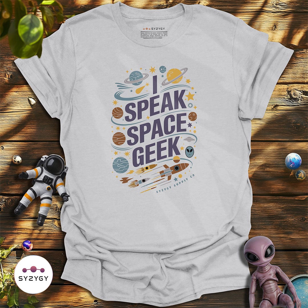 Syzygy Supply T-Shirt Ice Grey / S I Speak Space Geek T-shirt Space Aliens UFO Apparel
