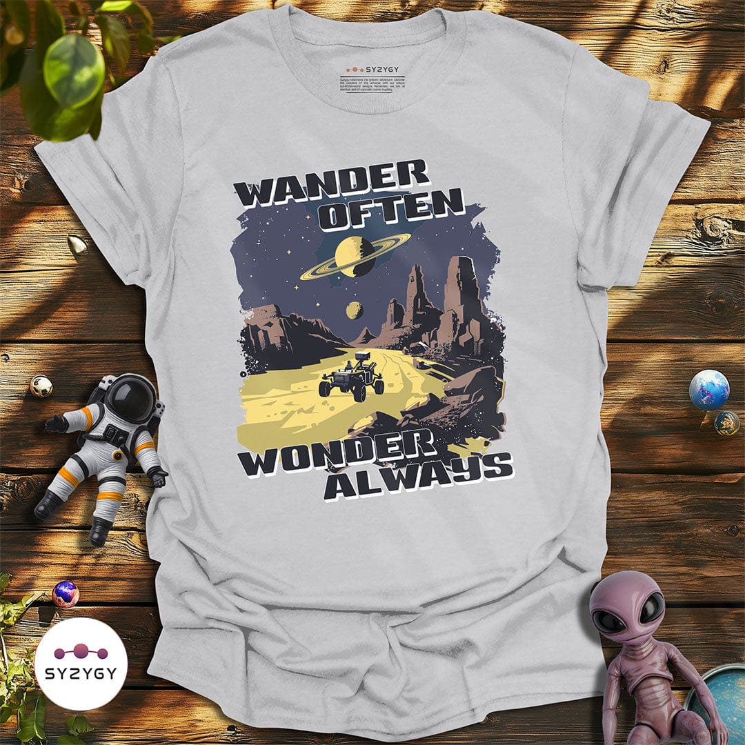 Syzygy Supply T-Shirt Ice Grey / S Wander Often, Wonder Always T-shirt Space Aliens UFO Apparel