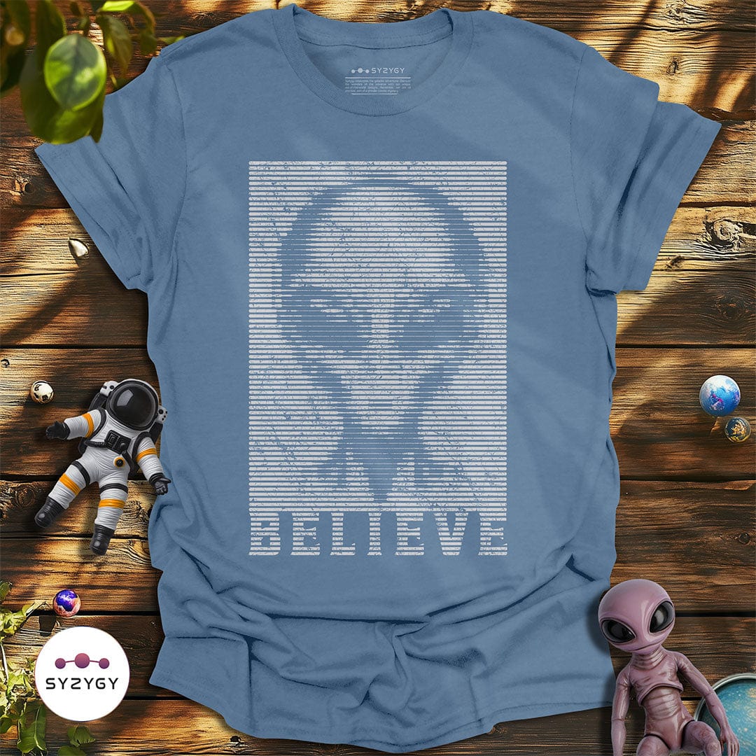Syzygy Supply T-Shirt Indigo Blue / S Scanline Message T-shirt Space Aliens UFO Apparel