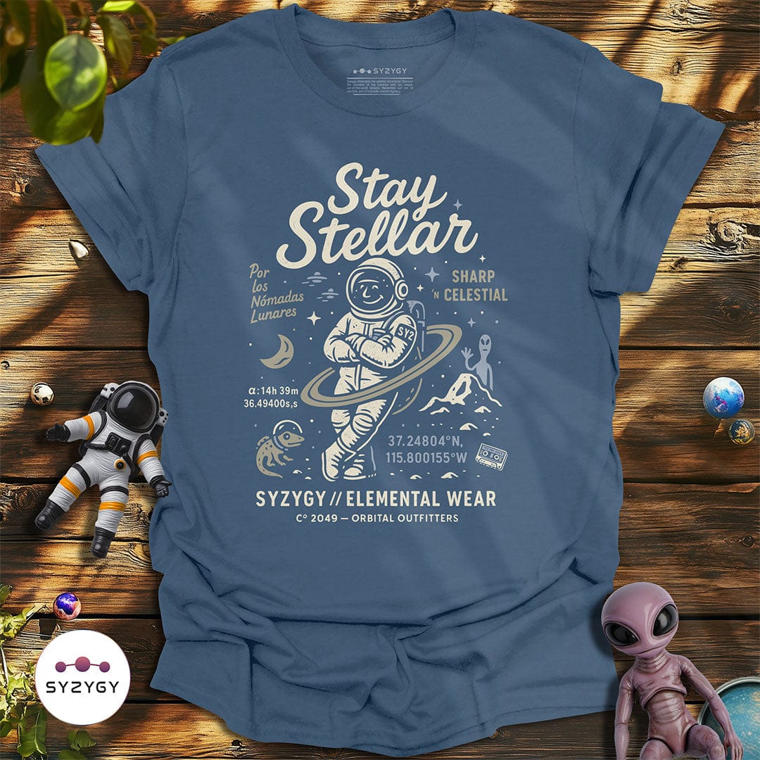 Syzygy Supply T-Shirt Indigo Blue / S Stay Stellar T-shirt Space Aliens UFO Apparel