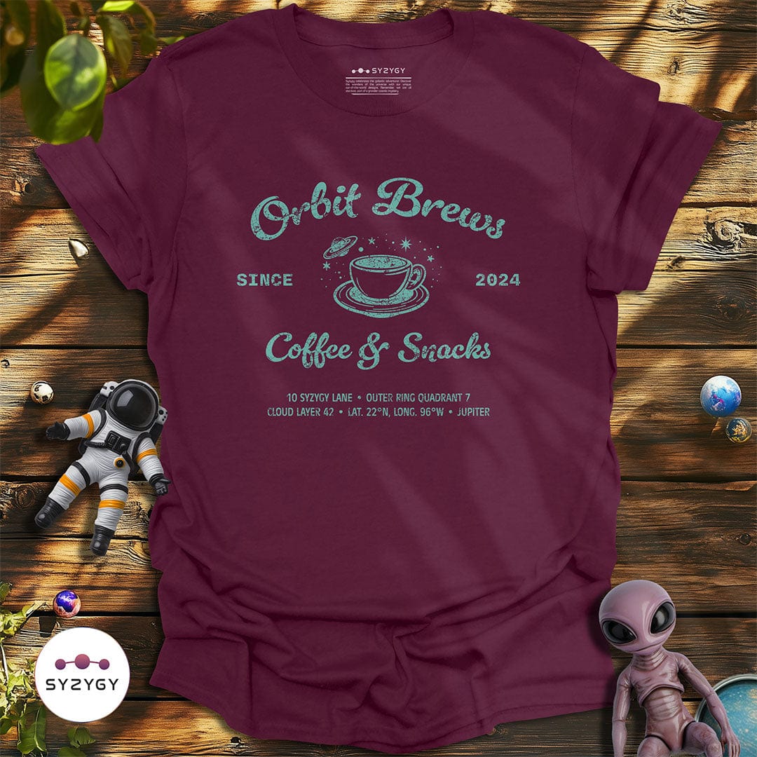 Syzygy Supply T-Shirt Maroon / S Orbit Brews T-shirt Space Aliens UFO Apparel