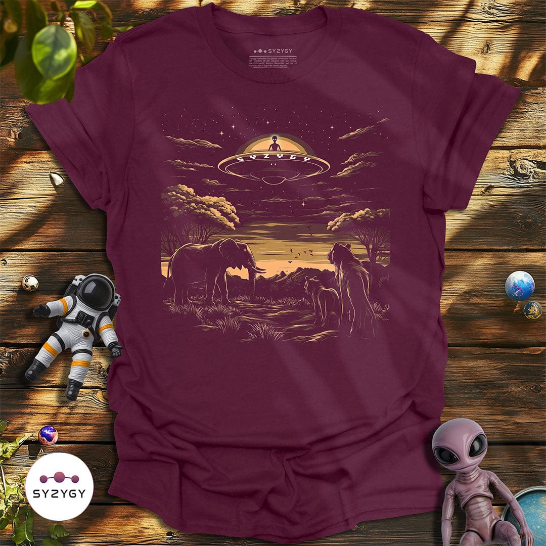 Syzygy Supply T-Shirt Maroon / S Savanna Sighting T-shirt Space Aliens UFO Apparel