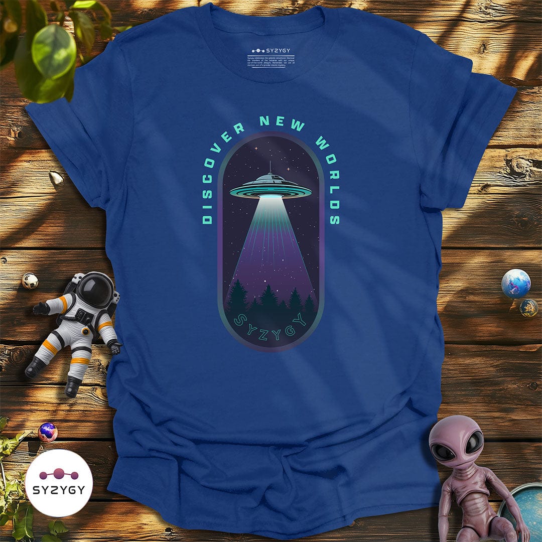 Syzygy Supply T-Shirt Metro Blue / S Discover New Worlds T-shirt Space Aliens UFO Apparel