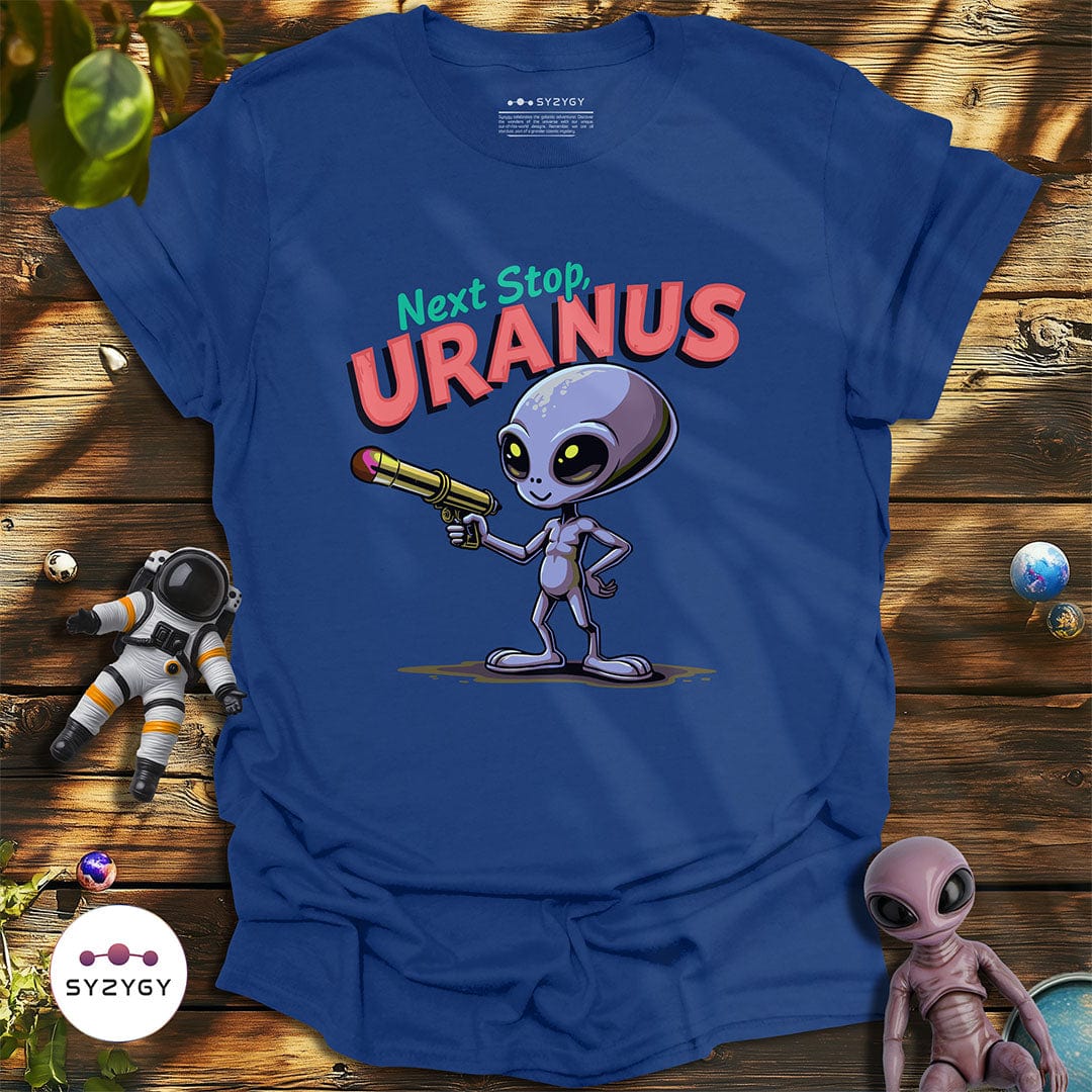 Syzygy Supply T-Shirt Metro Blue / S Next Stop, Uranus T-shirt Space Aliens UFO Apparel