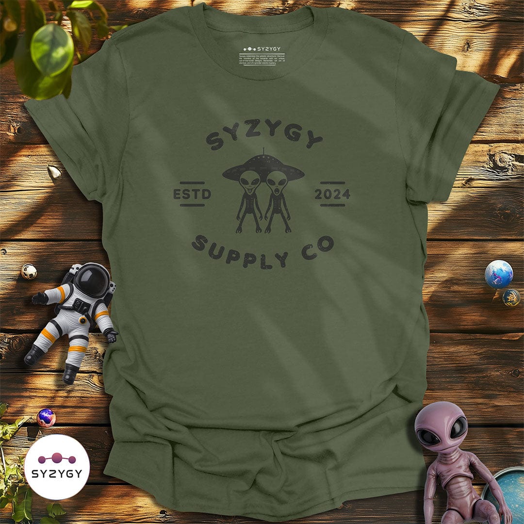 Syzygy Supply T-Shirt Military Green / S Alien Rendezvous T-shirt Space Aliens UFO Apparel