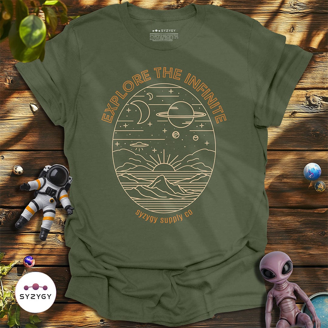 Syzygy Supply T-Shirt Military Green / S Explore the Infinite T-shirt Space Aliens UFO Apparel
