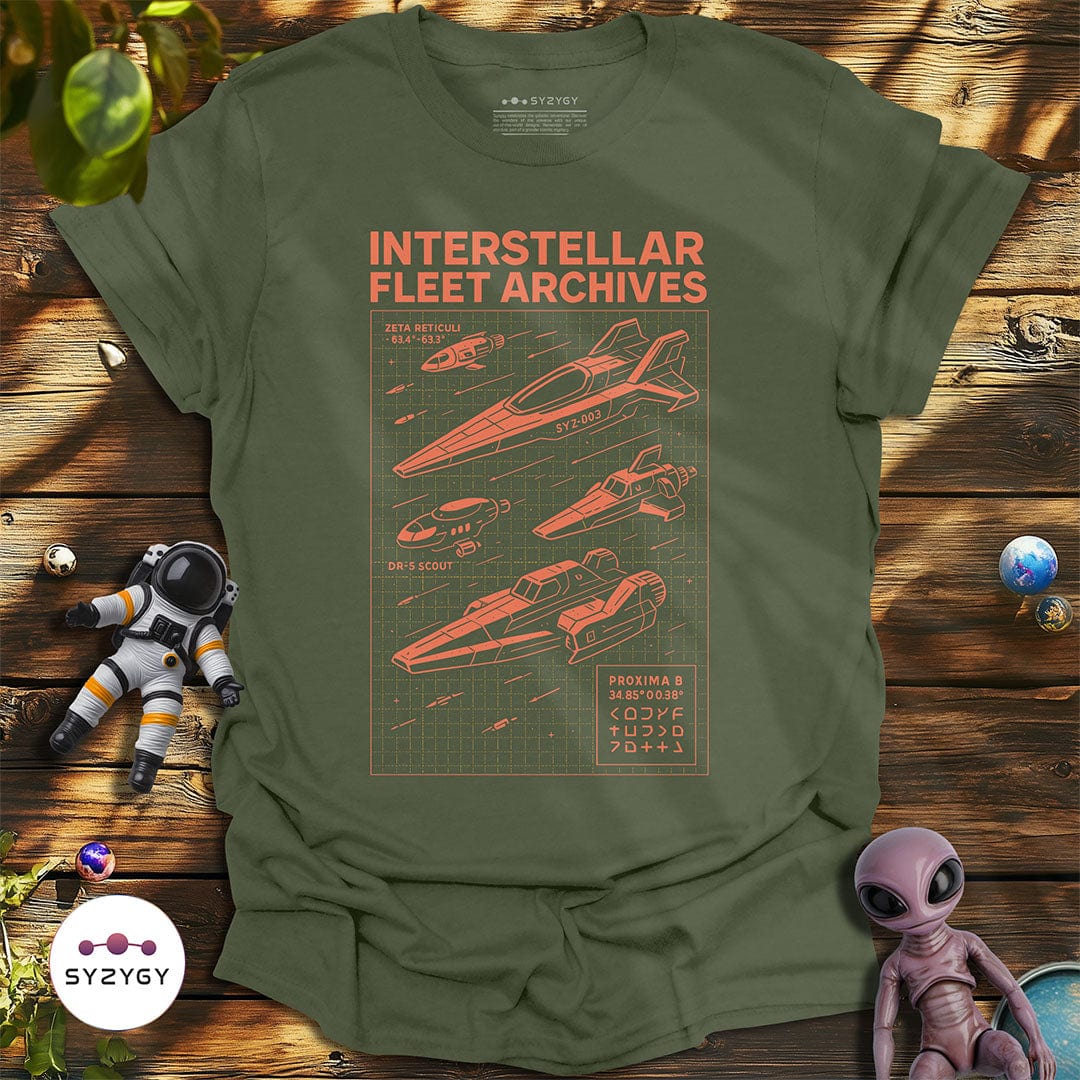 Syzygy Supply T-Shirt Military Green / S Interstellar Fleet Archive T-shirt Space Aliens UFO Apparel