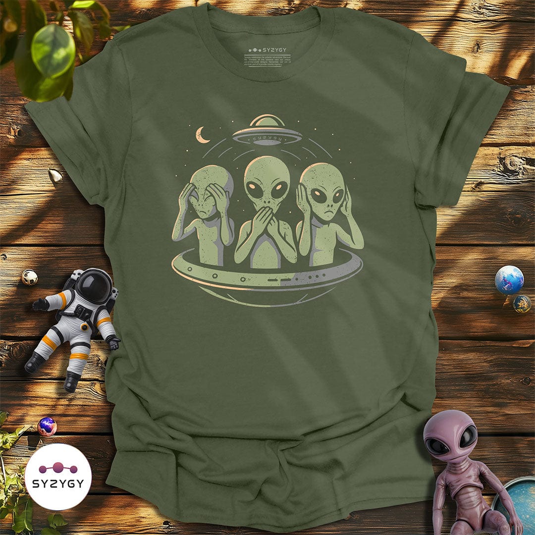 Syzygy Supply T-Shirt Military Green / S Observe, Don't Disturb T-shirt Space Aliens UFO Apparel