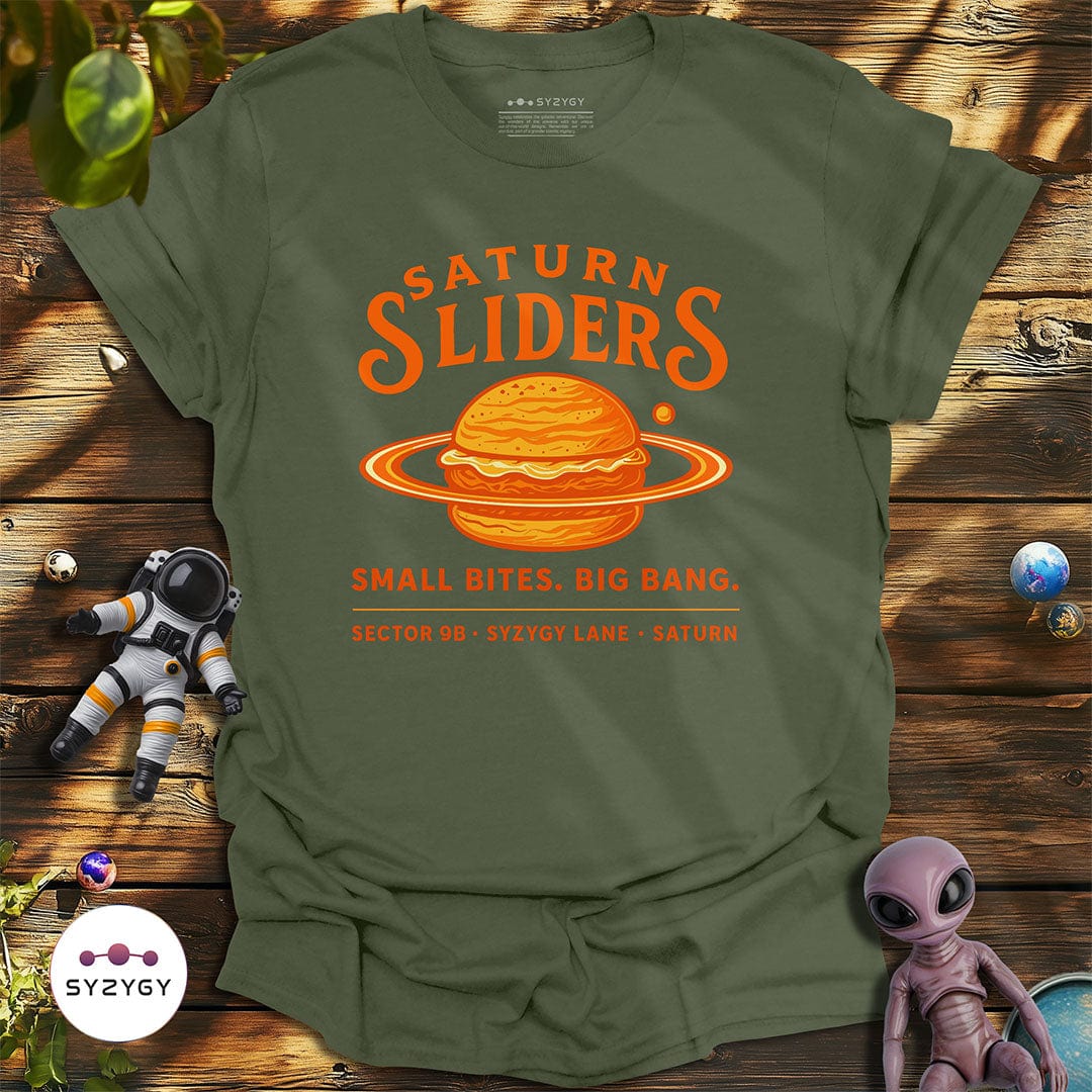 Syzygy Supply T-Shirt Military Green / S Saturn Sliders T-shirt Space Aliens UFO Apparel