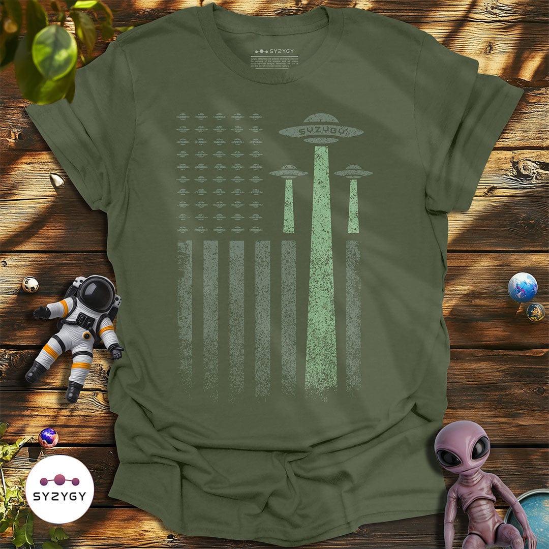 Syzygy Supply T-Shirt Military Green / S Thin Green Line T-shirt Space Aliens UFO Apparel