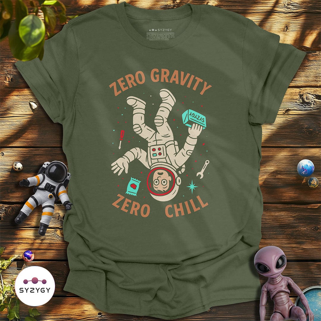 Syzygy Supply T-Shirt Military Green / S Zero Gravity, Zero Chill T-shirt Space Aliens UFO Apparel