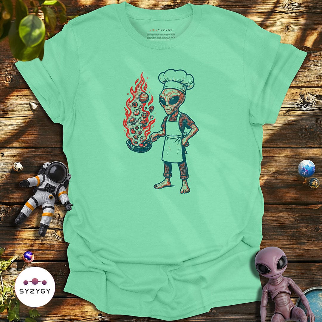 Syzygy Supply T-Shirt Mint Green / S Stellar Stir-fry T-shirt Space Aliens UFO Apparel