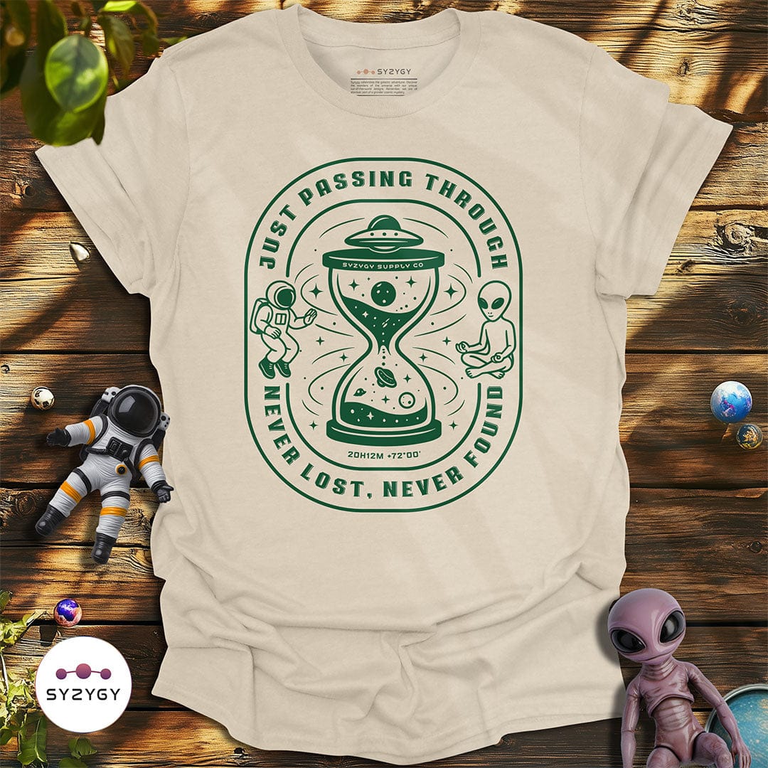 Syzygy Supply T-Shirt Natural / S Just Passing Through T-shirt Space Aliens UFO Apparel