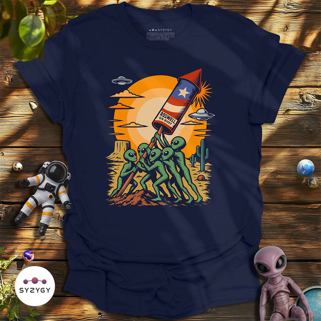 Syzygy Supply T-Shirt Navy / S Stars Stripes & Saucers T-shirt Space Aliens UFO Apparel