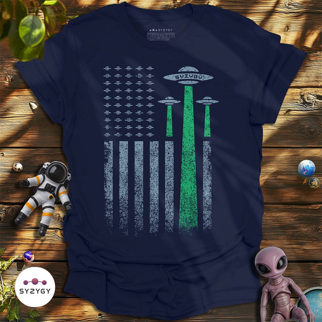 Syzygy Supply T-Shirt Navy / S Thin Green Line T-shirt Space Aliens UFO Apparel