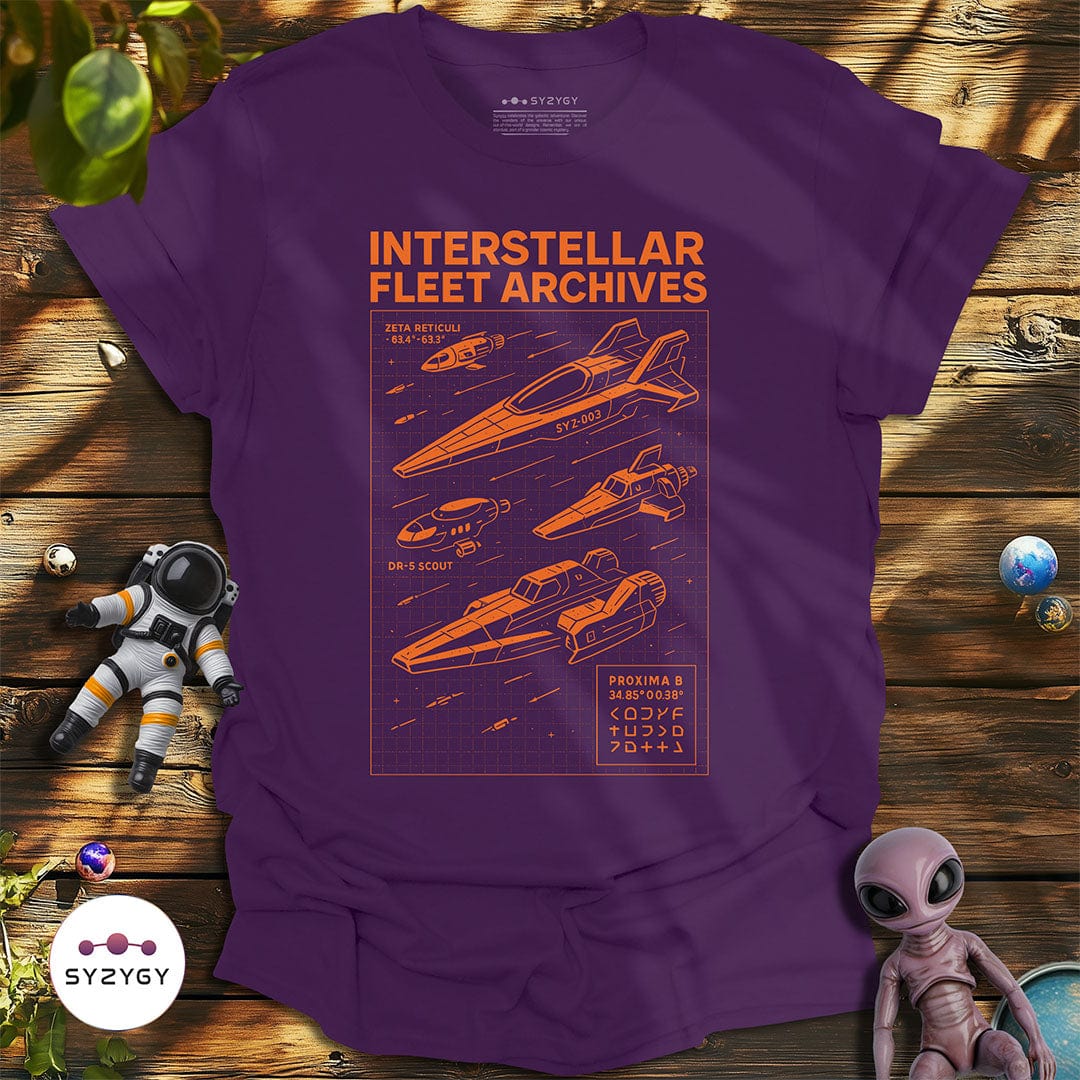 Syzygy Supply T-Shirt Purple / S Interstellar Fleet Archive T-shirt Space Aliens UFO Apparel