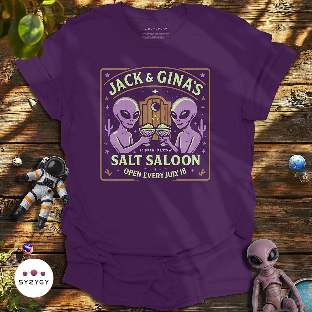 Syzygy Supply T-Shirt Purple / S Jack & Gina's Salt Saloon T-shirt Space Aliens UFO Apparel