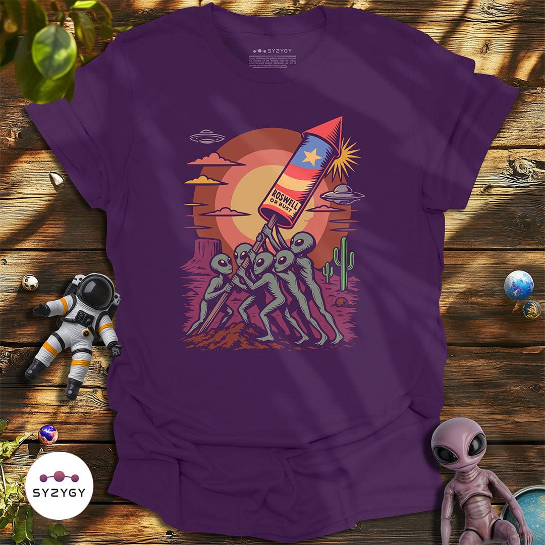 Syzygy Supply T-Shirt Purple / S Stars Stripes & Saucers T-shirt Space Aliens UFO Apparel