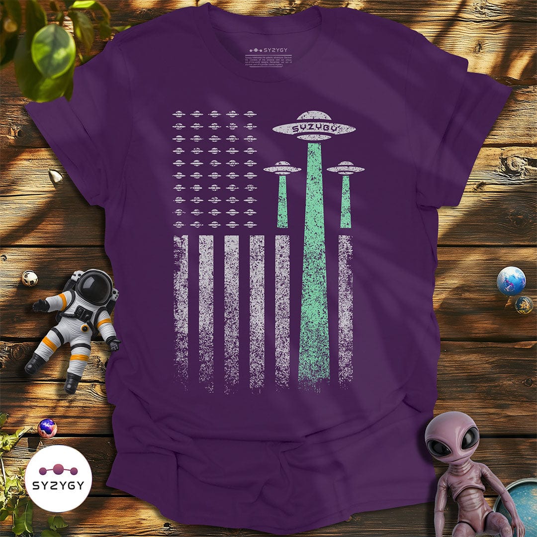 Syzygy Supply T-Shirt Purple / S Thin Green Line T-shirt Space Aliens UFO Apparel