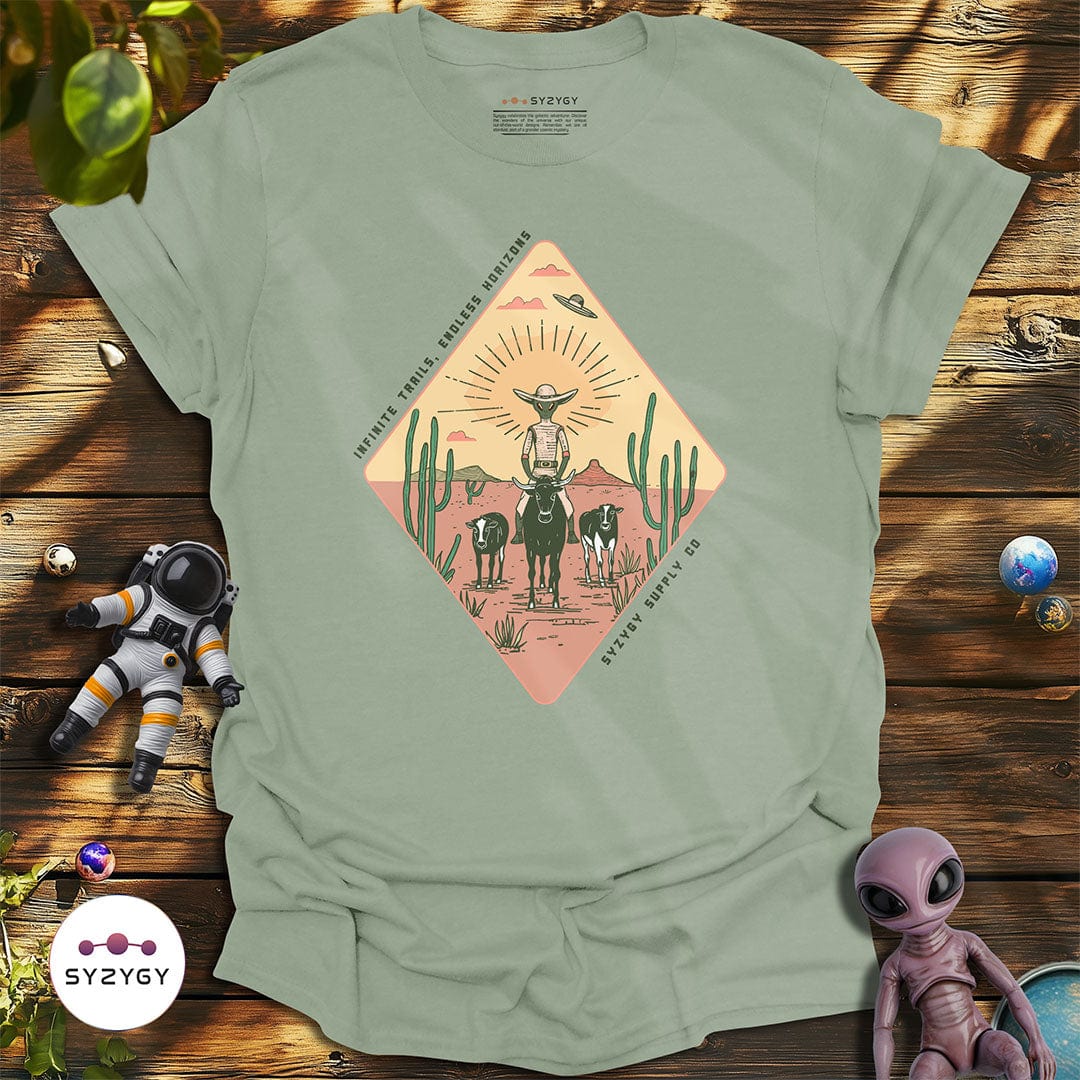Syzygy Supply T-Shirt Sage / S Infinite Trails, Endless Horizons T-shirt Space Aliens UFO Apparel