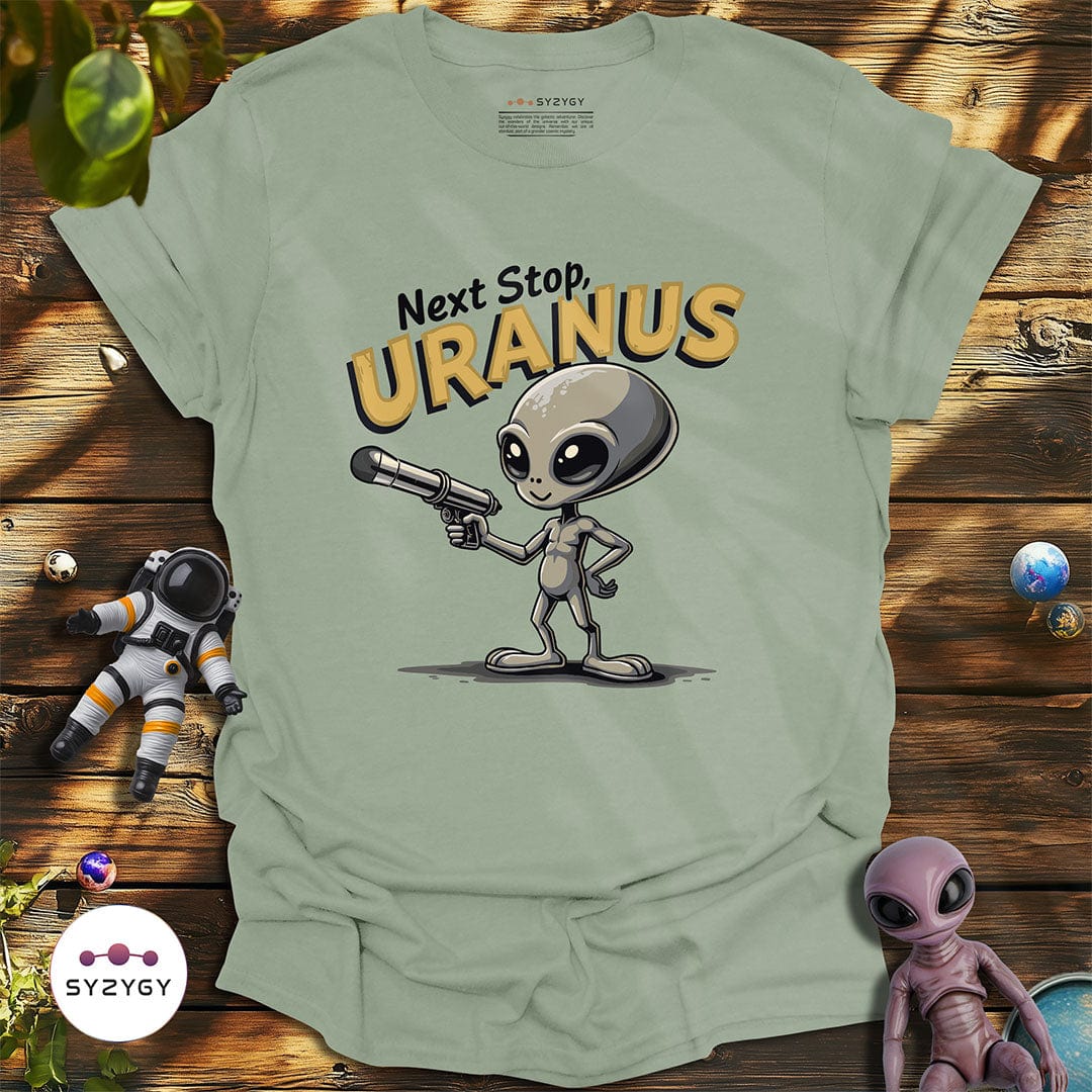 Syzygy Supply T-Shirt Sage / S Next Stop, Uranus T-shirt Space Aliens UFO Apparel