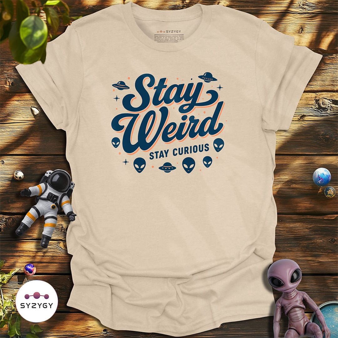 Syzygy Supply T-Shirt Sand / S Stay Weird T-shirt Space Aliens UFO Apparel