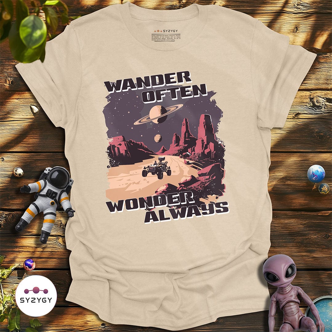 Syzygy Supply T-Shirt Sand / S Wander Often, Wonder Always T-shirt Space Aliens UFO Apparel