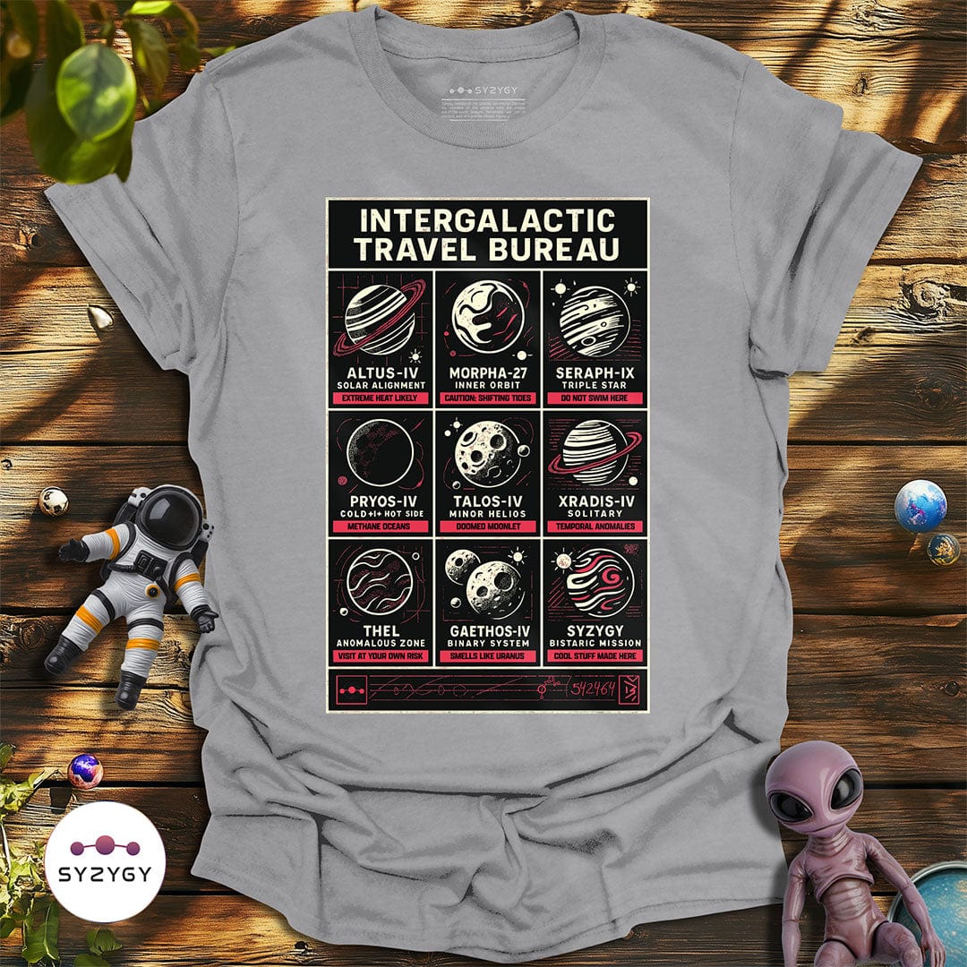 Syzygy Supply T-Shirt Sport Grey / S Intergalactic Travel Bureau T-shirt Space Aliens UFO Apparel