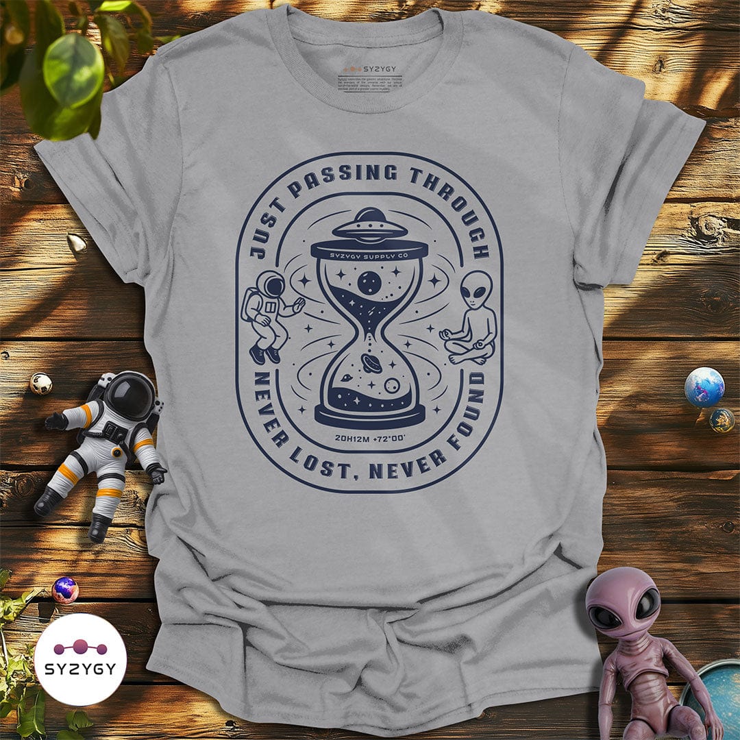 Syzygy Supply T-Shirt Sport Grey / S Just Passing Through T-shirt Space Aliens UFO Apparel