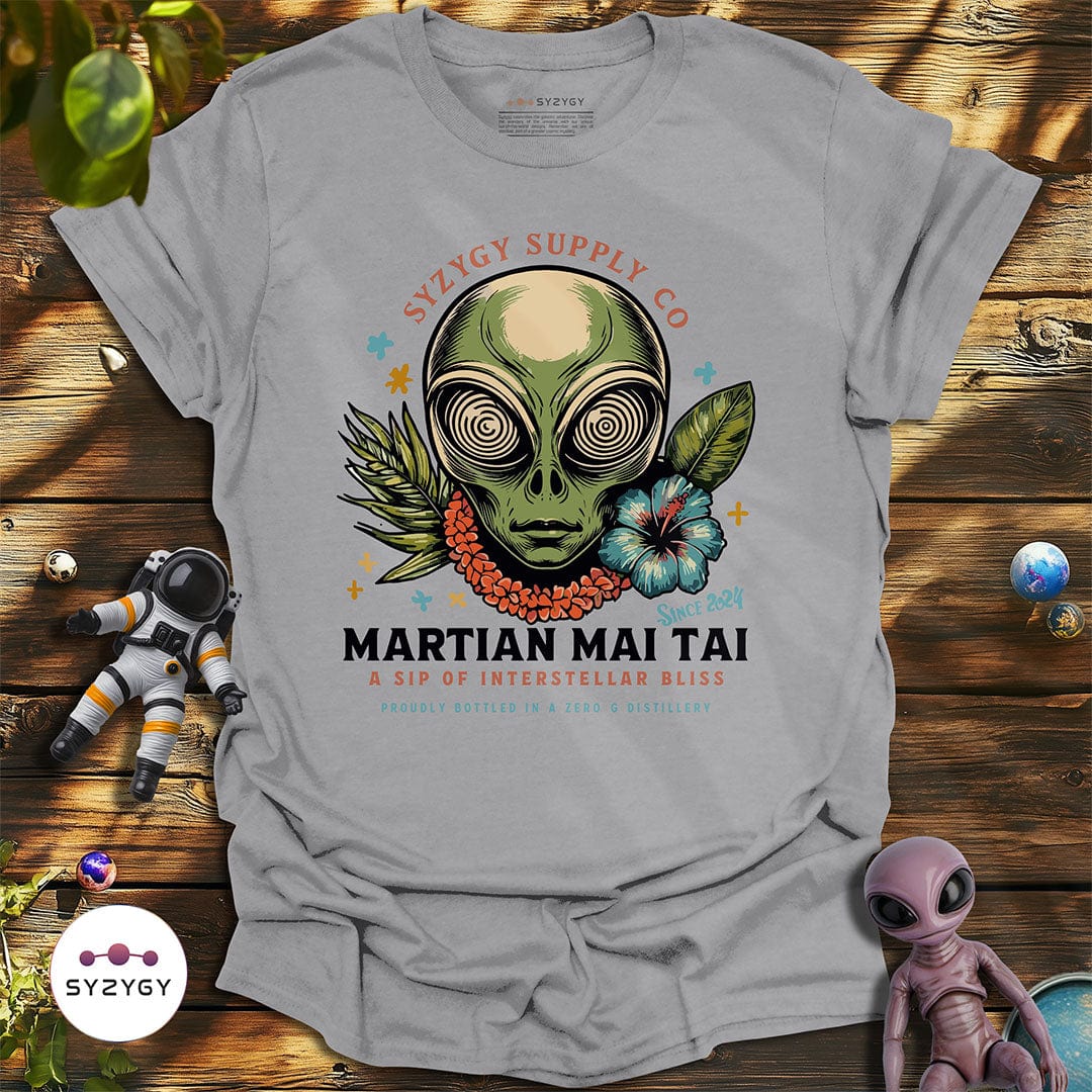 Syzygy Supply T-Shirt Sport Grey / S Martian Mai Tai T-shirt Space Aliens UFO Apparel