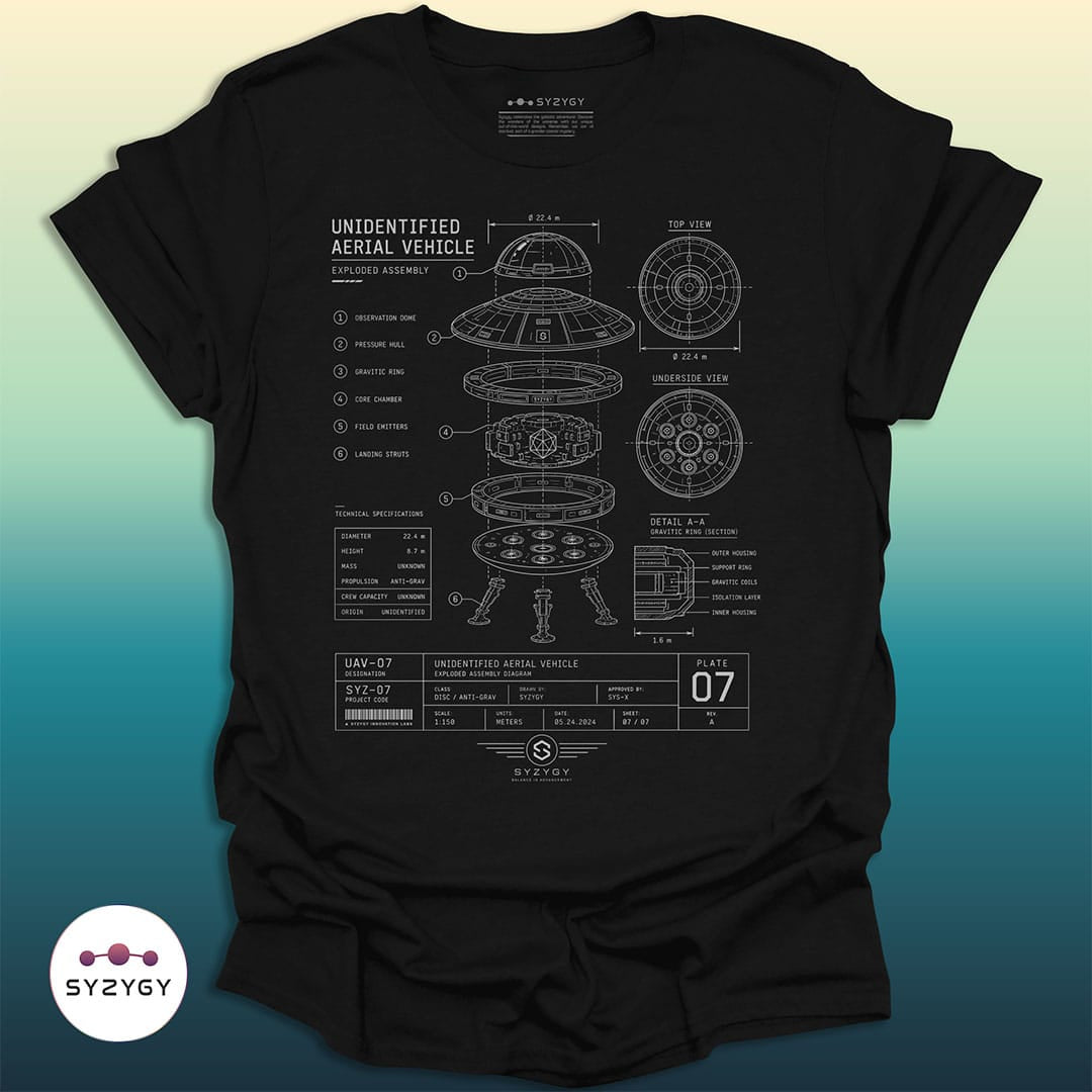 Syzygy Supply T-Shirt Black / S Aerial Object No. 07 Space Aliens UFO Apparel