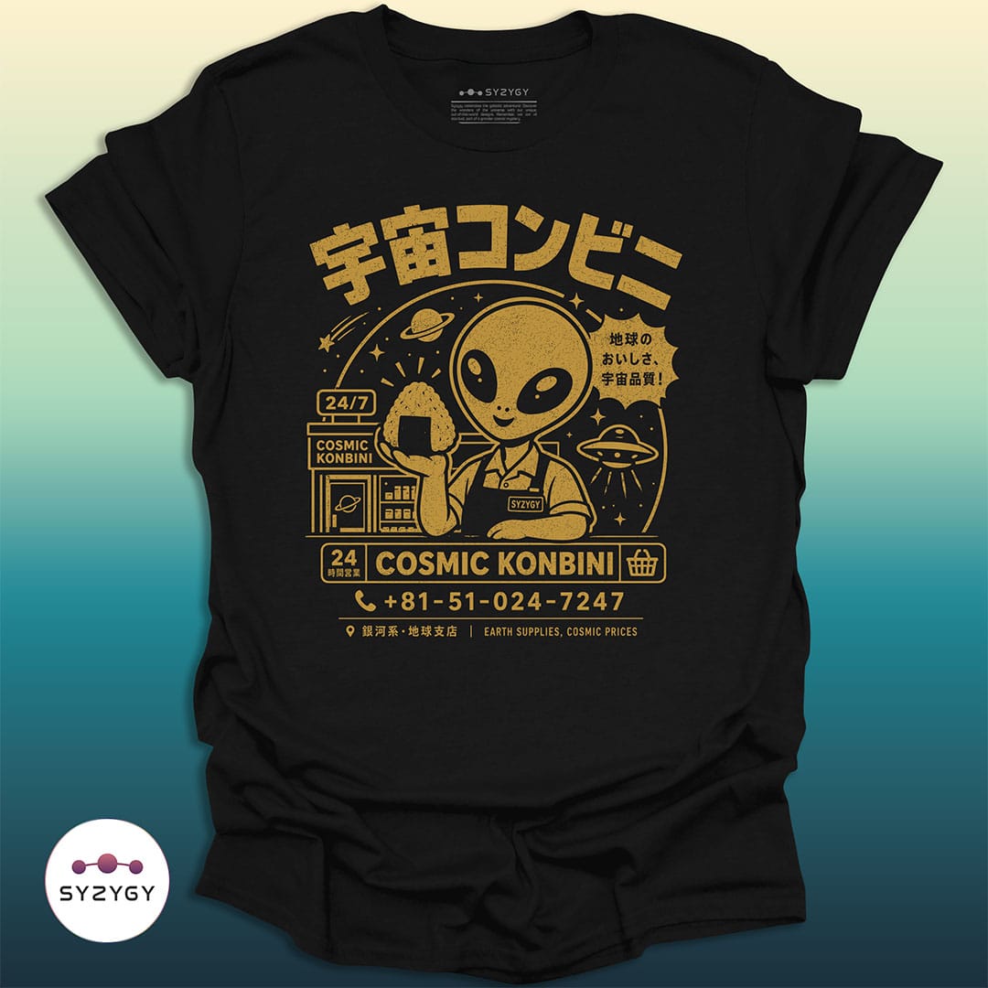 Syzygy Supply T-Shirt Black / S Cosmic Konbini T-shirt Space Aliens UFO Apparel