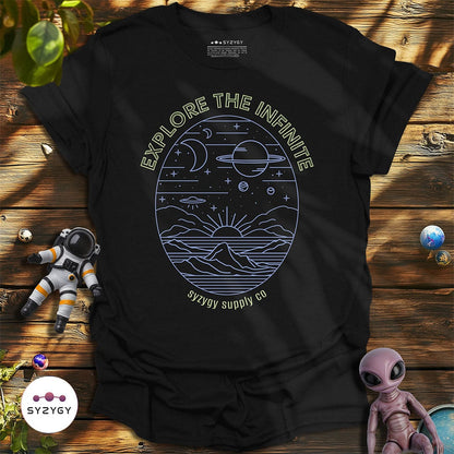 Syzygy Supply T-Shirt Black / S Explore the Infinite T-shirt Space Aliens UFO Apparel
