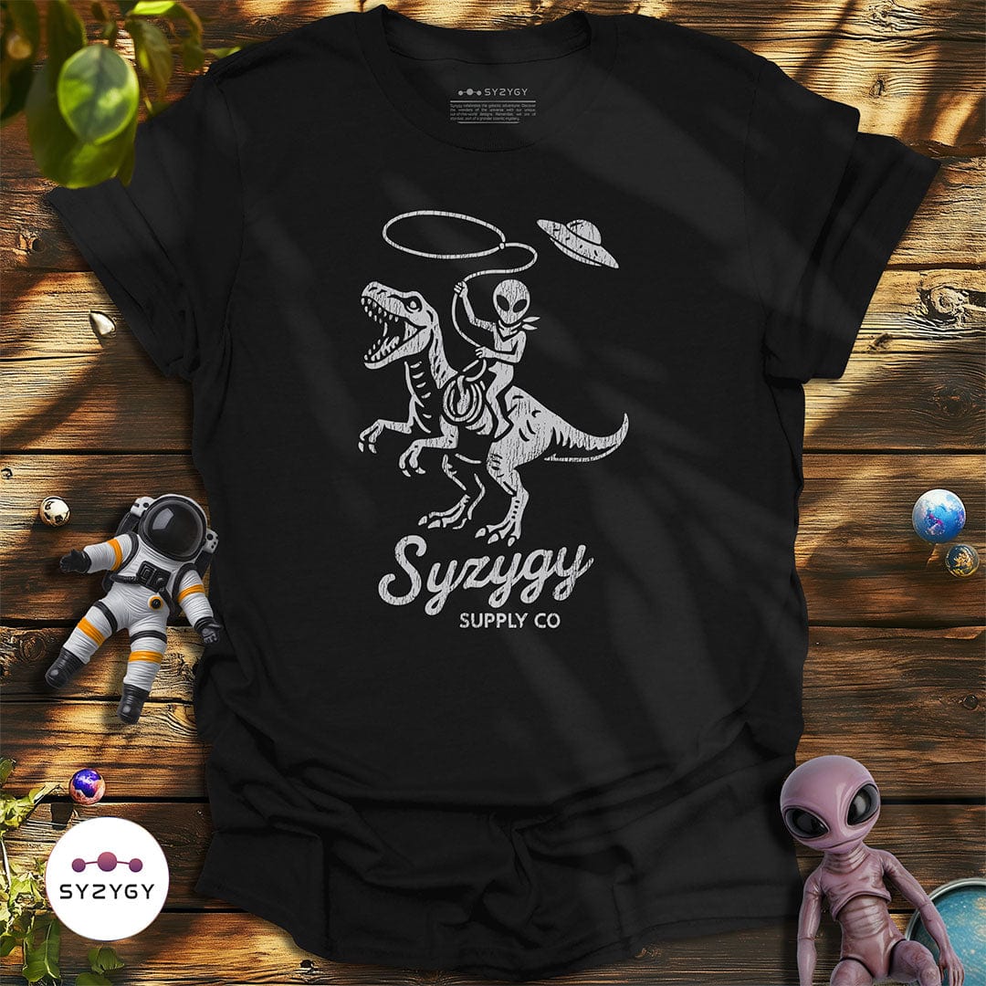 Syzygy Supply T-Shirt Black / S Jurassic Space Cowboy T-shirt Space Aliens UFO Apparel