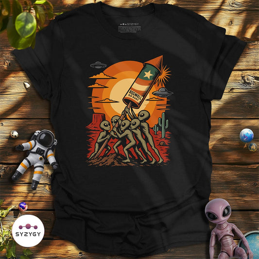 Syzygy Supply T-Shirt Black / S Stars Stripes & Saucers T-shirt Space Aliens UFO Apparel