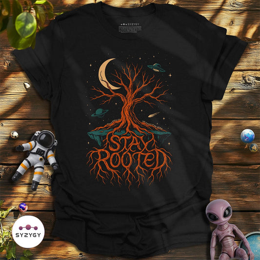 Syzygy Supply T-Shirt Black / S Stay Rooted T-shirt Space Aliens UFO Apparel