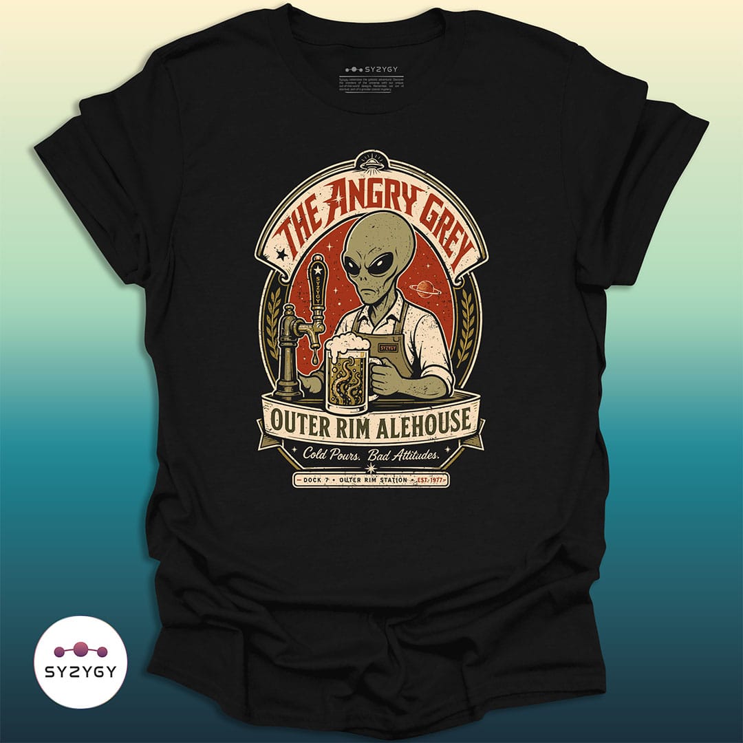 Syzygy Supply T-Shirt Black / S The Angry Grey Alehouse Space Aliens UFO Apparel