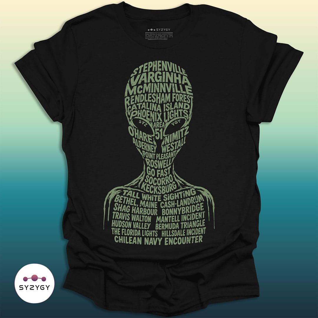 Syzygy Supply T-Shirt Black / S The Encounter Index T-shirt Space Aliens UFO Apparel