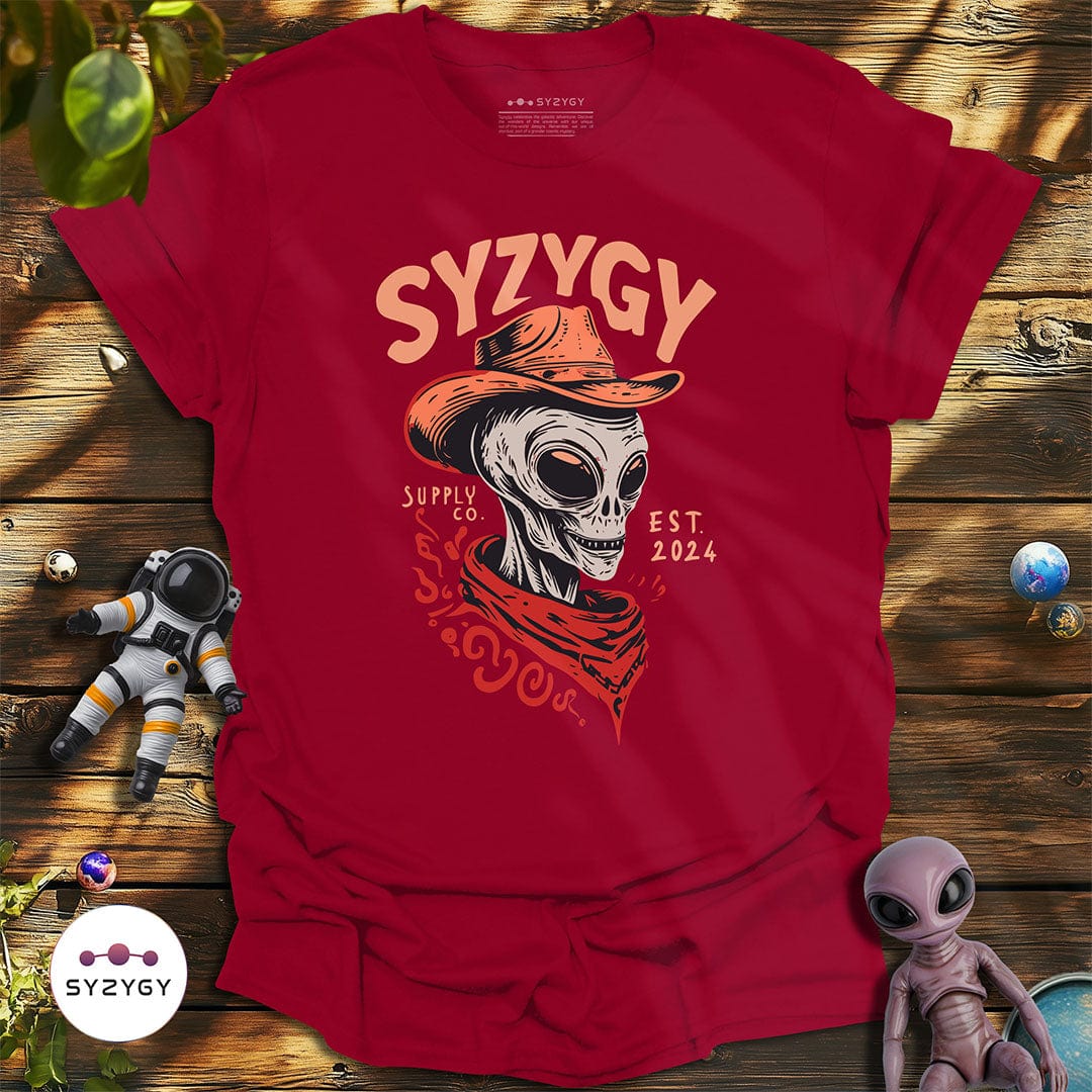 Syzygy Supply T-Shirt Cardinal Red / S Galactic Outlaw T-shirt Space Aliens UFO Apparel