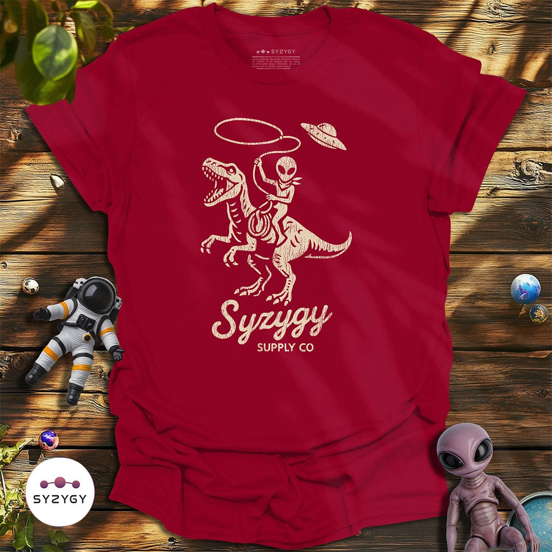Syzygy Supply T-Shirt Cardinal Red / S Jurassic Space Cowboy T-shirt Space Aliens UFO Apparel