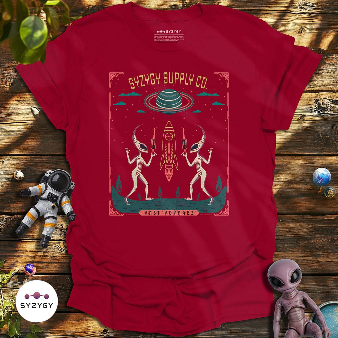 Syzygy Supply T-Shirt Cardinal Red / S Vast Voyages T-shirt Space Aliens UFO Apparel
