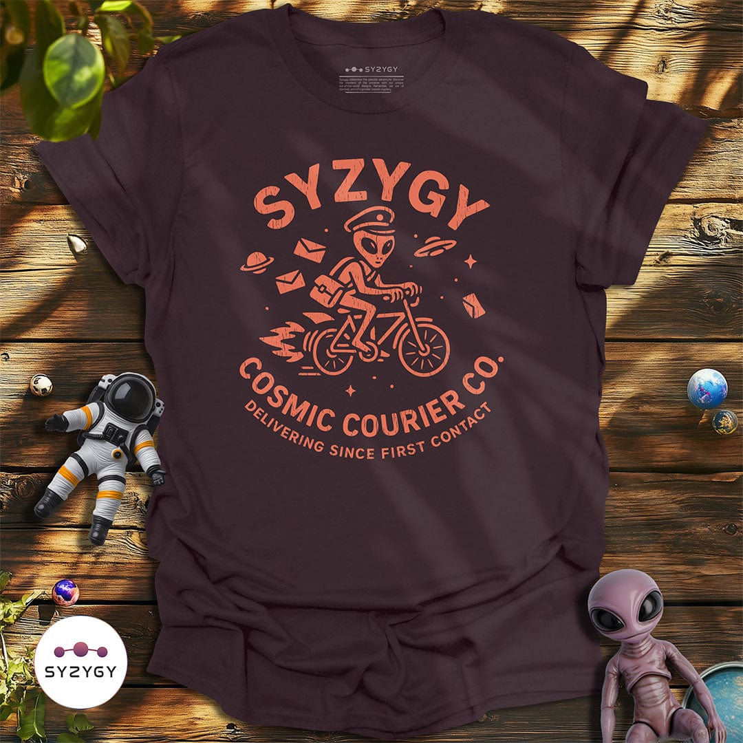 Syzygy Supply T-Shirt Dark Chocolate / S Cosmic Courier T-shirt Space Aliens UFO Apparel